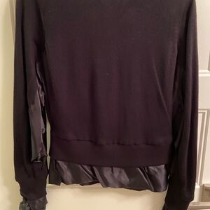 Noir Kei Ninomiya Black Long-Sleeve Sweater with Satin Details